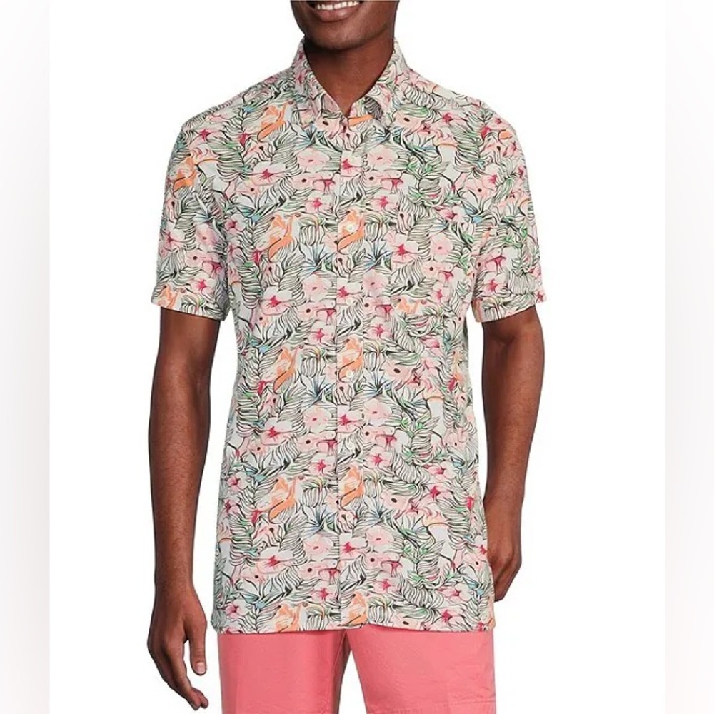 Cremieux
Blue Label Floral Print Pique Knit Oxford Short Sleeve Woven Shirt